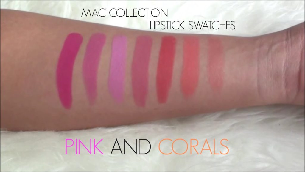 MAC lipstick Swatches | Pink and Corals